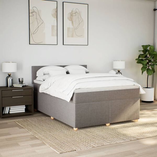 vidaXL &Kappa;&rho;&epsilon;&beta;ά&tau;&iota; Boxspring &mu;&epsilon; &Sigma;&tau;&rho;ώ&mu;&alpha; Taupe 140x200 &epsilon;&kappa;. &Upsilon;&phi;&alpha;&sigma;&mu;ά&tau;&iota;&nu;&omicron;