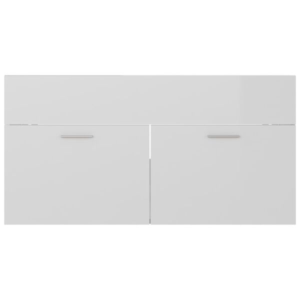 vidaXL Ντουλάπι Νιπτήρα Γυαλιστερό Λευκό 90x38,5x46 εκ. από Επεξ. Ξύλο