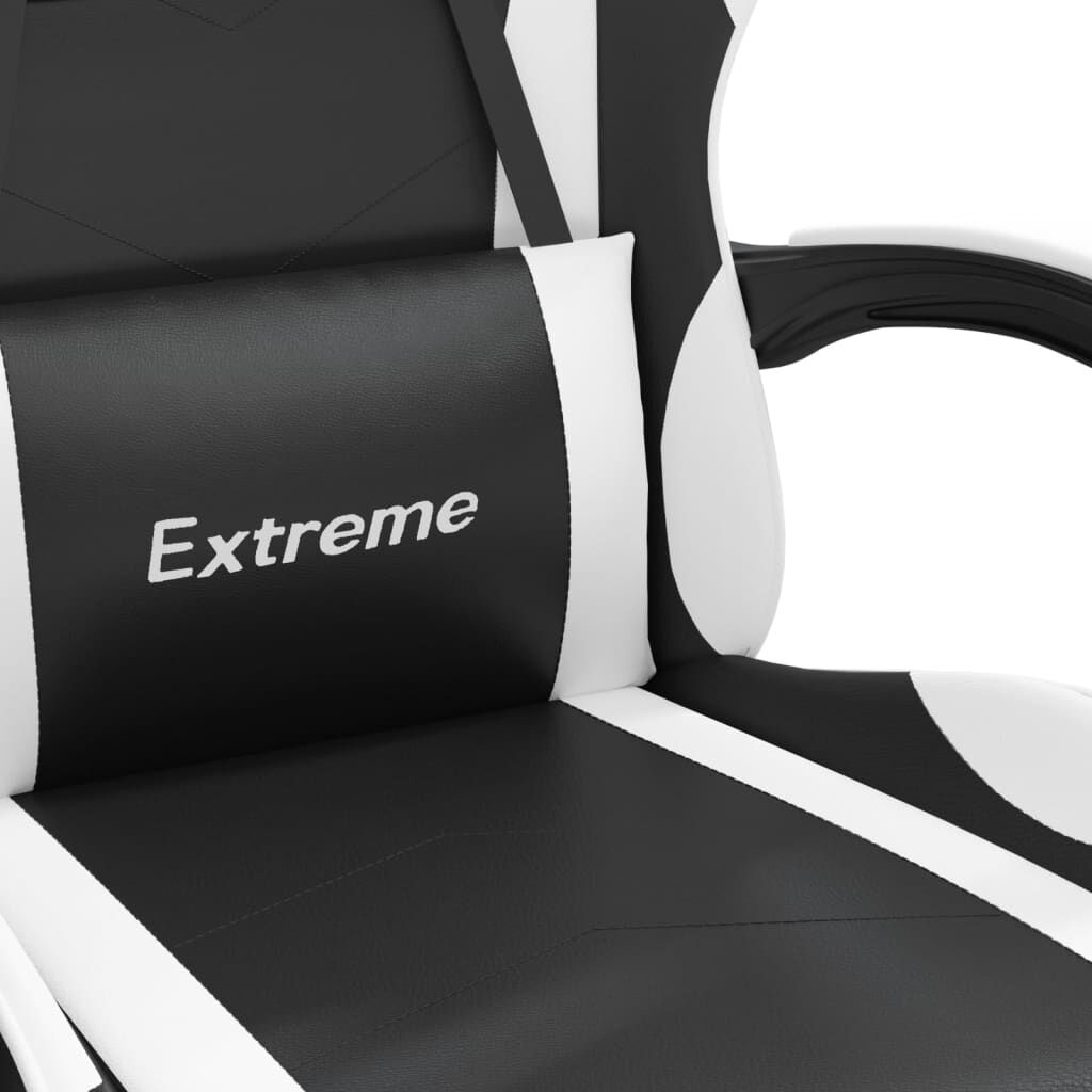 vidaXL Καρέκλα Gaming Περιστρ. Υποπόδιο Μαύρο άσπρο Συνθετικό Δέρμα