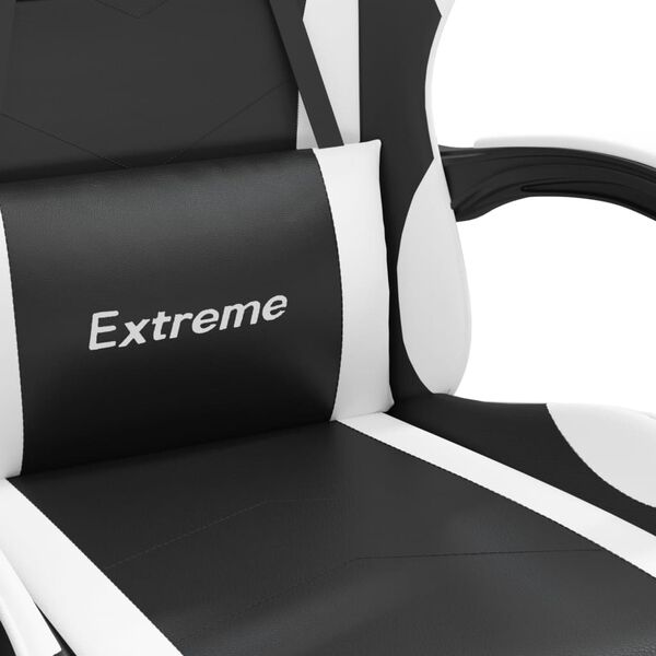 vidaXL Καρέκλα Gaming Περιστρ. Υποπόδιο Μαύρο άσπρο Συνθετικό Δέρμα