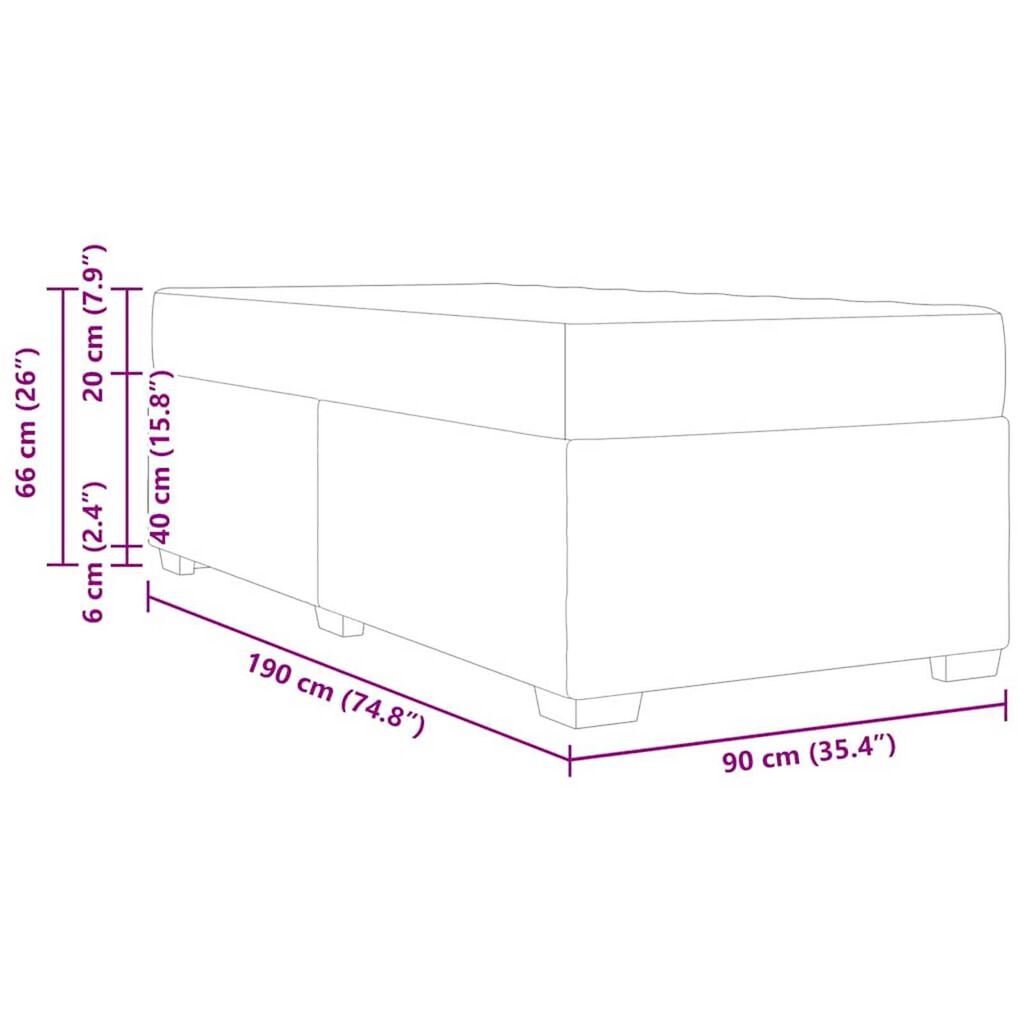 vidaXL Σκελετός Κρεβατιού Άλλο Σκούρο Μπλε 90 x 190 cm Βελούδο