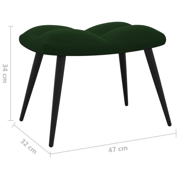 vidaXL Πολυθρόνα Relax Σκούρο Πράσινο Βελούδινη με Σκαμπό