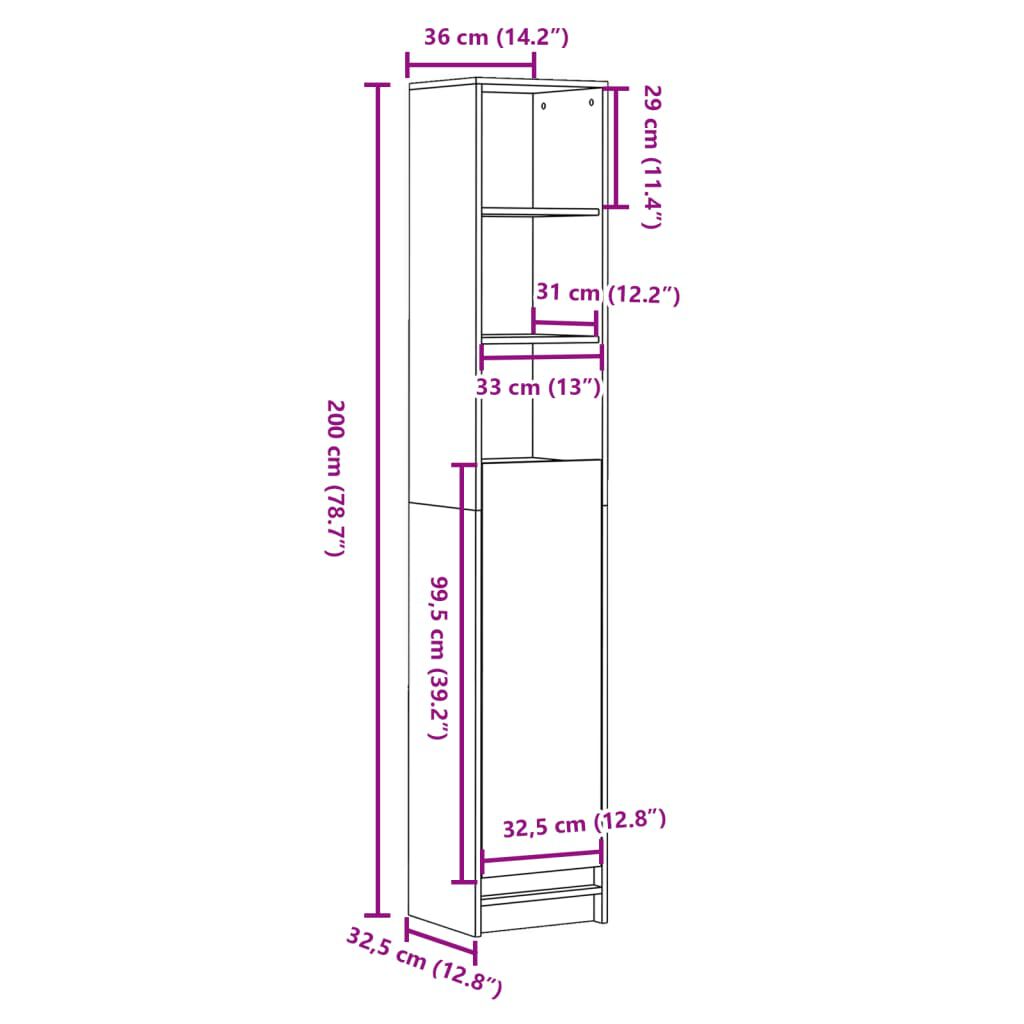 vidaXL Μπουφές με Φώτα LED Λευκός 36x32,5x200 εκ. Επεξεργασμένο Ξύλο