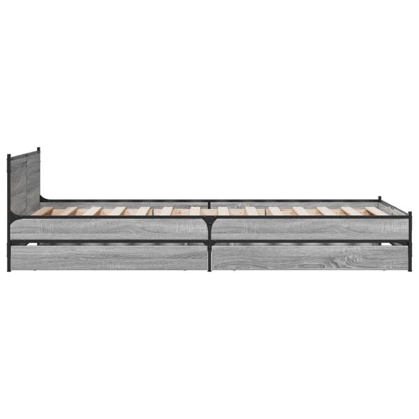 vidaXL Πλαίσιο Κρεβατιού με Συρτάρια Γκρι Sonoma 75x190 εκ. Επεξ. Ξύλο