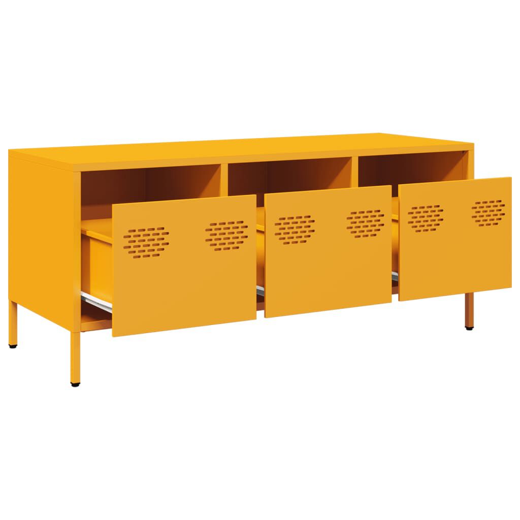vidaXL Έπιπλο Τηλεόρασης Μουσταρδί 101,5x39x43,5 Ατσάλι Ψυχρής Έλασης