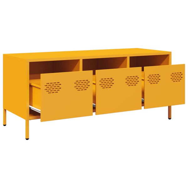 vidaXL Έπιπλο Τηλεόρασης Μουσταρδί 101,5x39x43,5 Ατσάλι Ψυχρής Έλασης