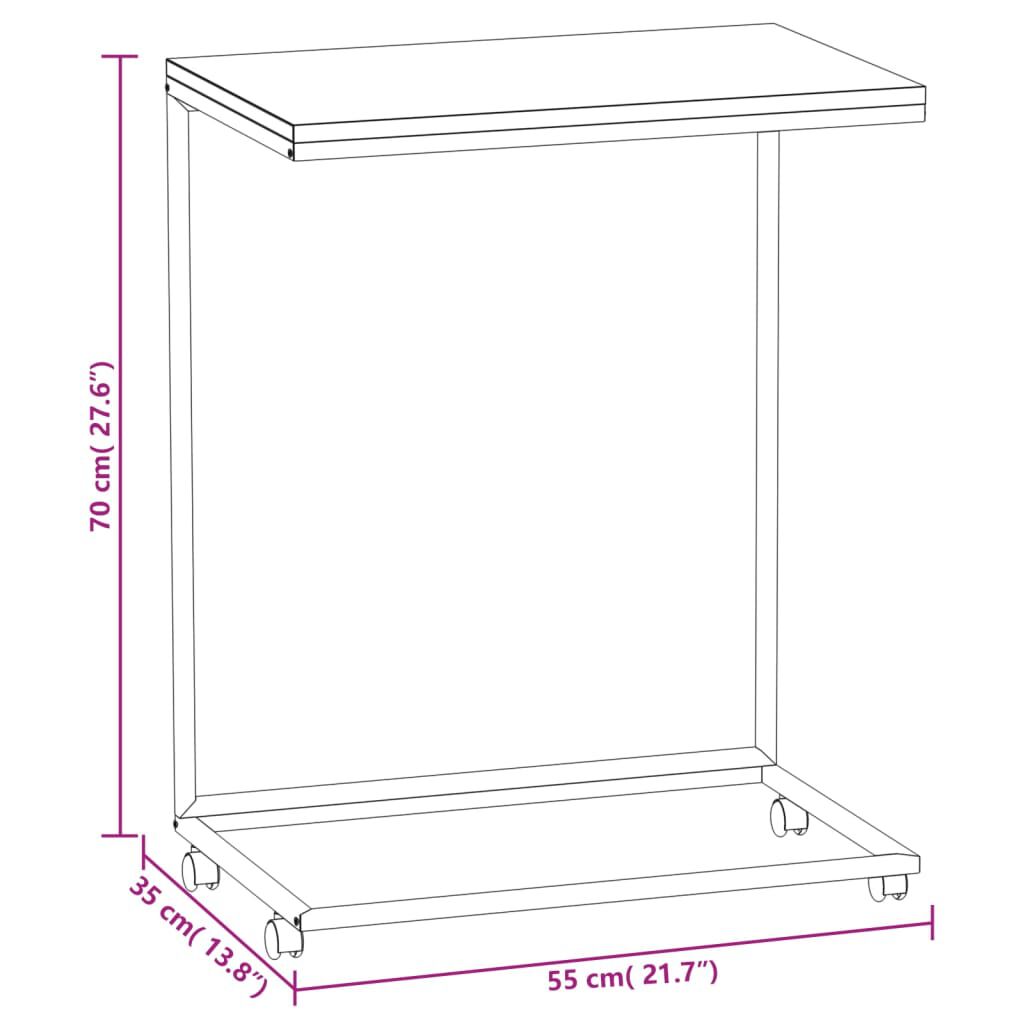 vidaXL Βοηθητικό Τραπέζι με Ρόδες Μαύρο 55 x 35 x 70 εκ. Επεξ. Ξύλο