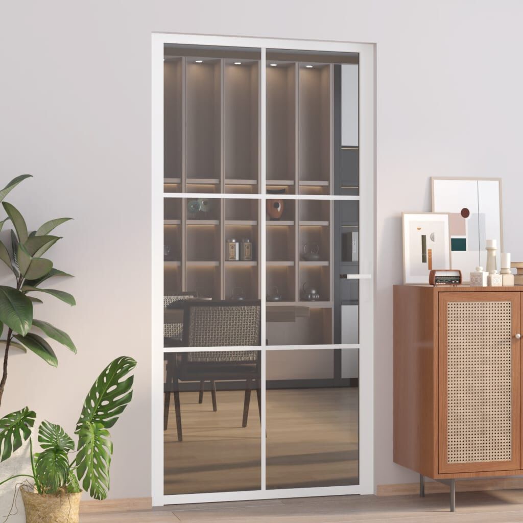 vidaXL Εσωτερική Πόρτα 102,5x201,5 εκ. Λευκή ESG Γυαλί και Αλουμίνιο