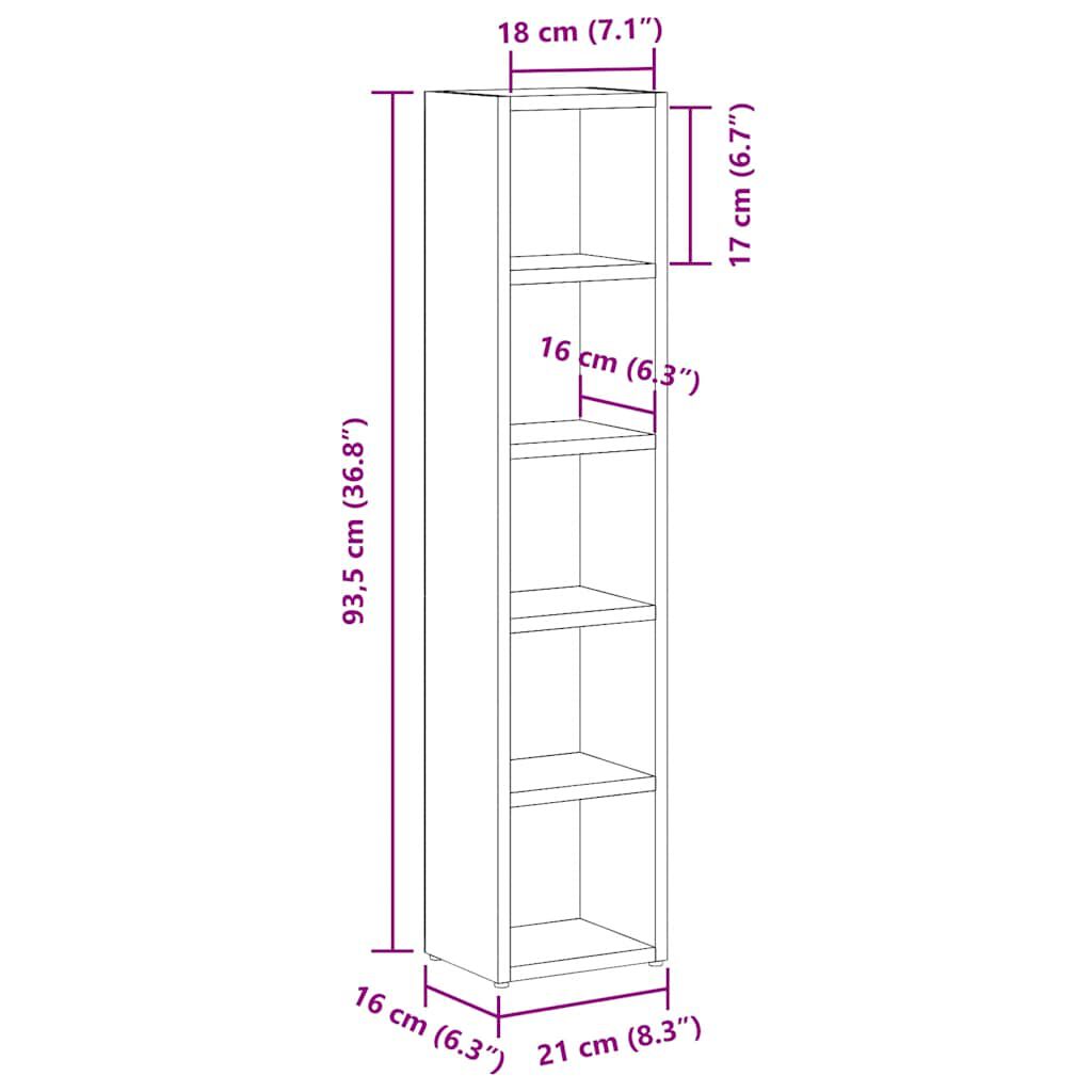 vidaXL Ντουλάπια CD 2 τεμ. Καφέ δρυς 21x16x93,5 εκ Επεξεργασμένο Ξύλο