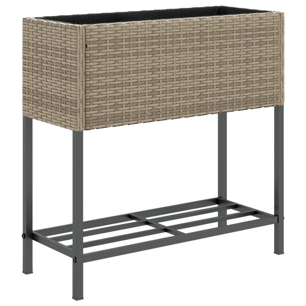 vidaXL Γλάστρες Κήπου με Ράφια 2 τεμ. Γκρι 70x28x70 εκ Συνθ. Ρατάν
