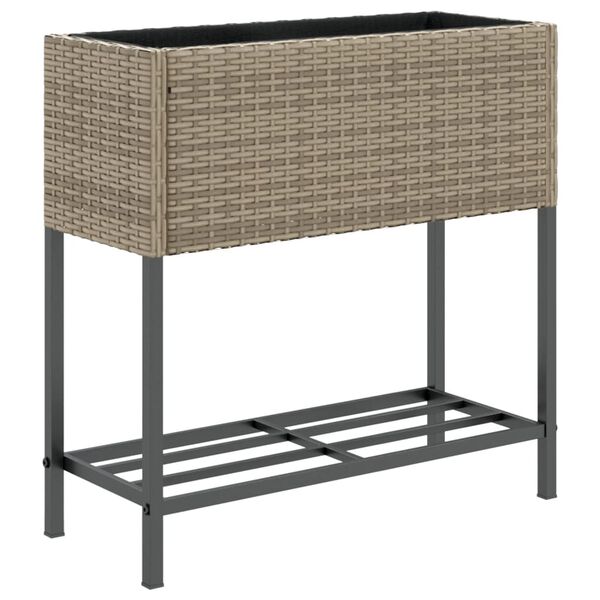 vidaXL Γλάστρες Κήπου με Ράφια 2 τεμ. Γκρι 70x28x70 εκ Συνθ. Ρατάν