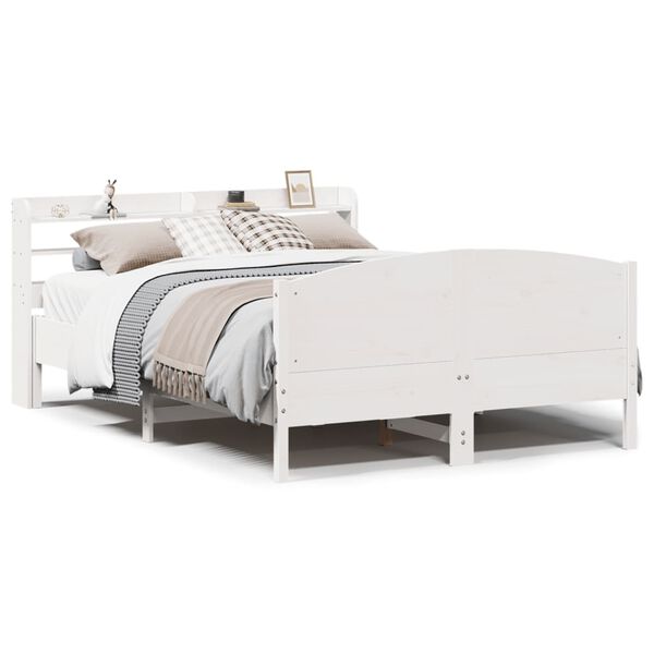 vidaXL Σκελετός Κρεβ. Χωρίς Στρώμα Λευκό 135x190 εκ Μασίφ Πεύκο