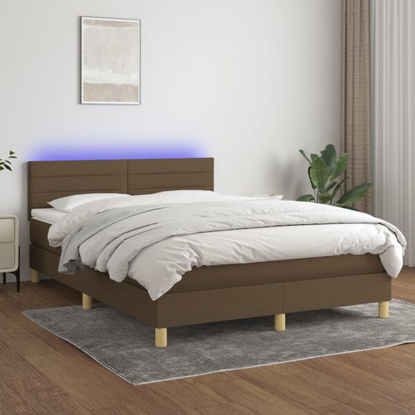 vidaXL &Kappa;&rho;&epsilon;&beta;ά&tau;&iota; Boxspring &mu;&epsilon; &Sigma;&tau;&rho;ώ&mu;&alpha; & LED &Sigma;&kappa;.&Kappa;&alpha;&phi;έ 140x200 &epsilon;&kappa; &Upsilon;&phi;&alpha;&sigma;&mu;ά&tau;&iota;&nu;&omicron;
