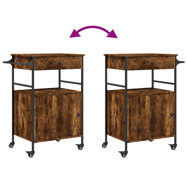 vidaXL Τρόλεϊ Κουζίνας Καπνιστή Δρυς 56x43x89,5 εκ. Επεξεργασμένο Ξύλο