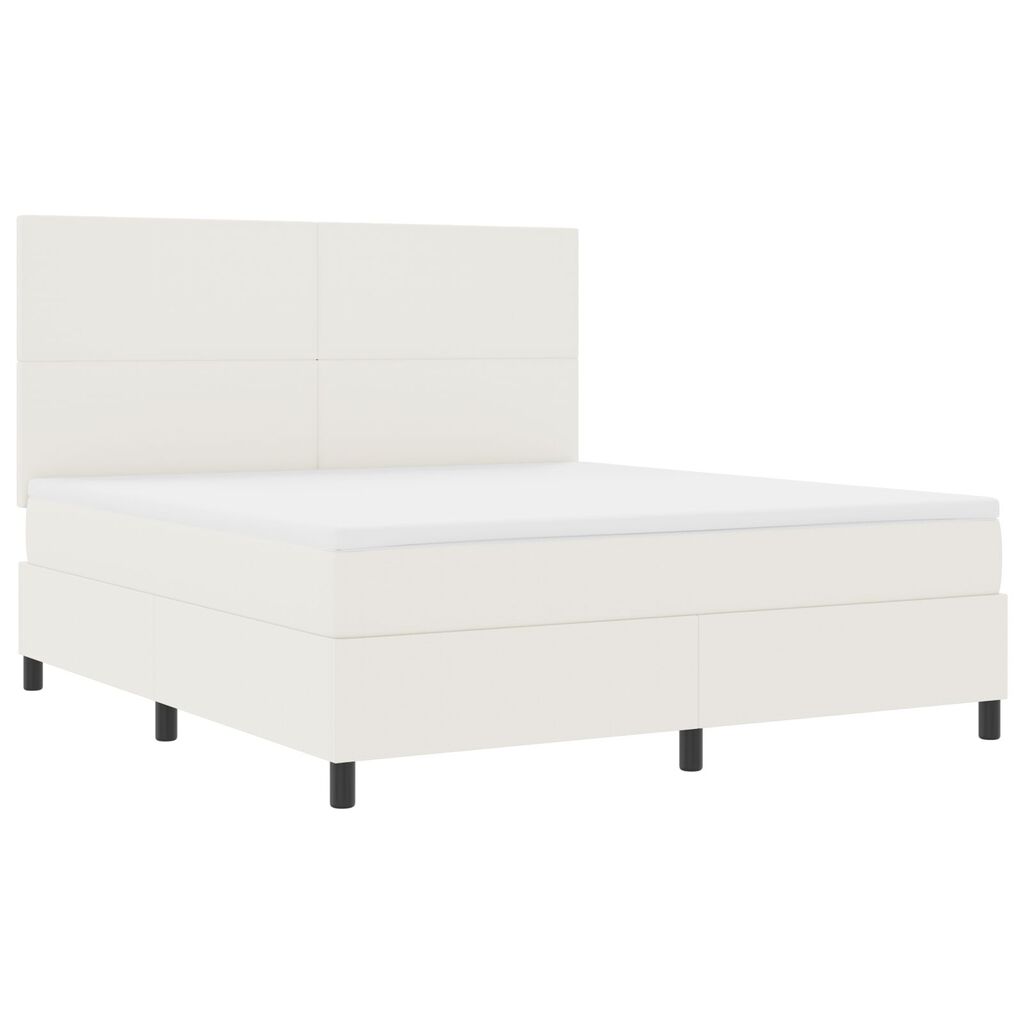vidaXL Κρεβάτι Box Spring με Στρώμα & LED Κρεμ Υφάσματος Κόρντουρα