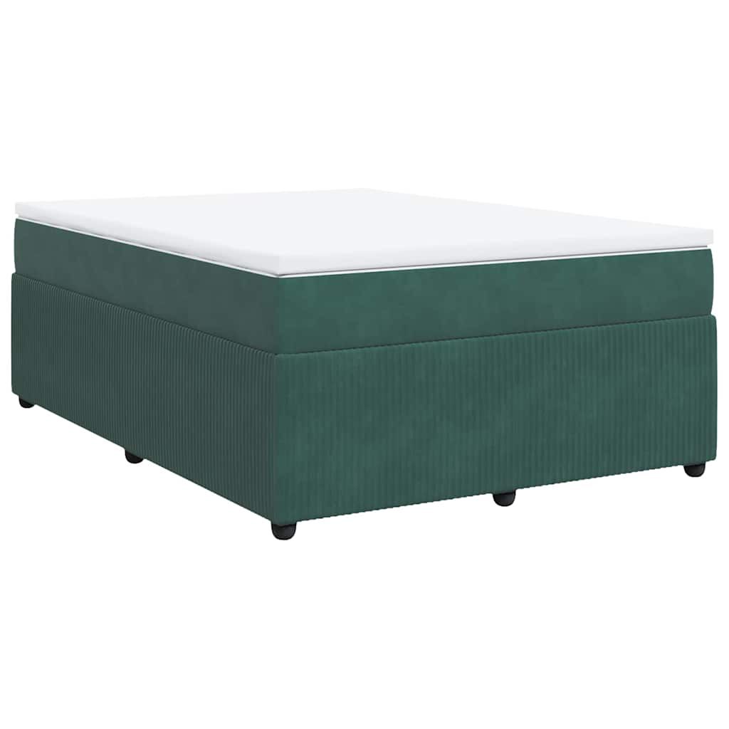 vidaXL Κρεβάτι Boxspring με Στρώμα Σκούρο Πράσινο 160x200εκ. Βελούδινο
