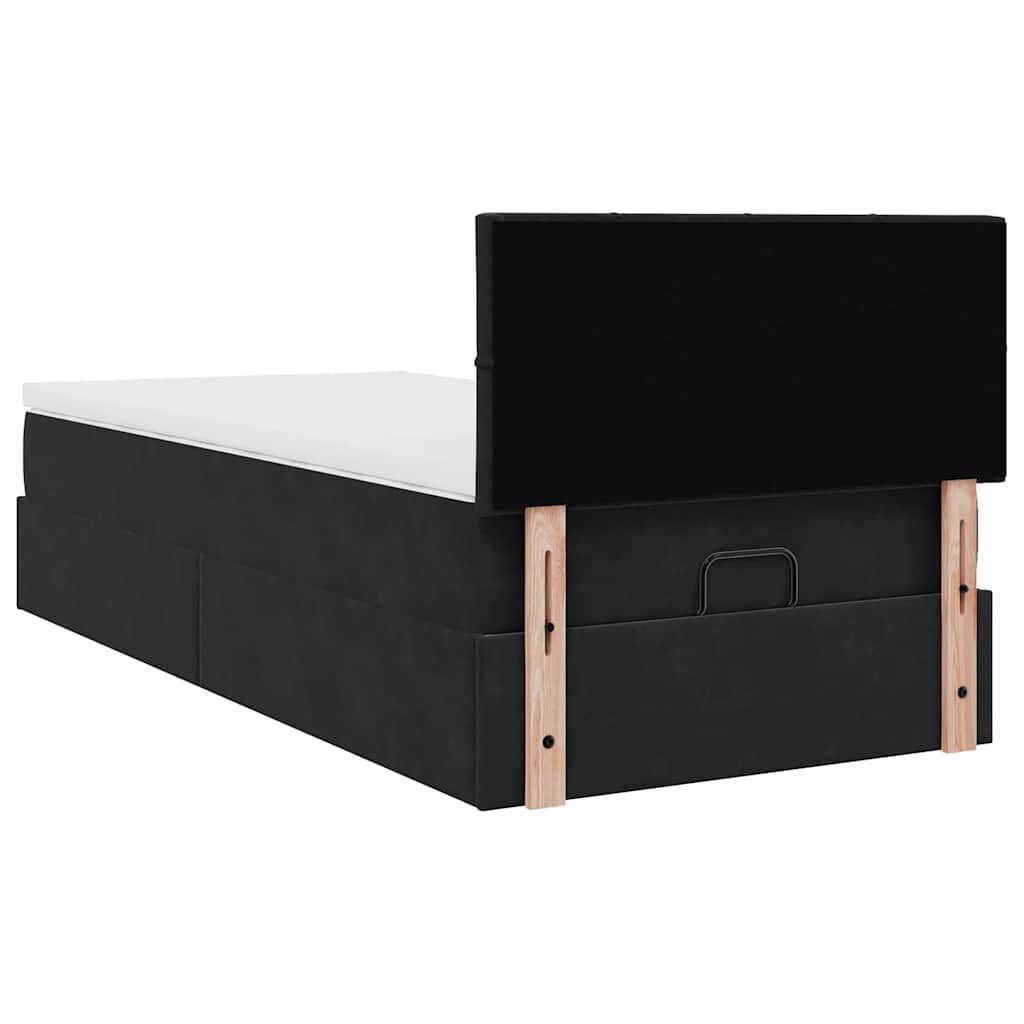 vidaXL Οθωμανικό κρεβάτι με στρώμα Μαύρο 80x200cm Velvet