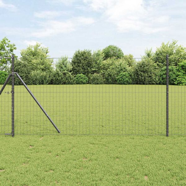 vidaXL Ευρωπαϊκή περίφραξη με 13 πόστα 1.2x25 μ Γαλβανισμένος χάλυβας γκρι