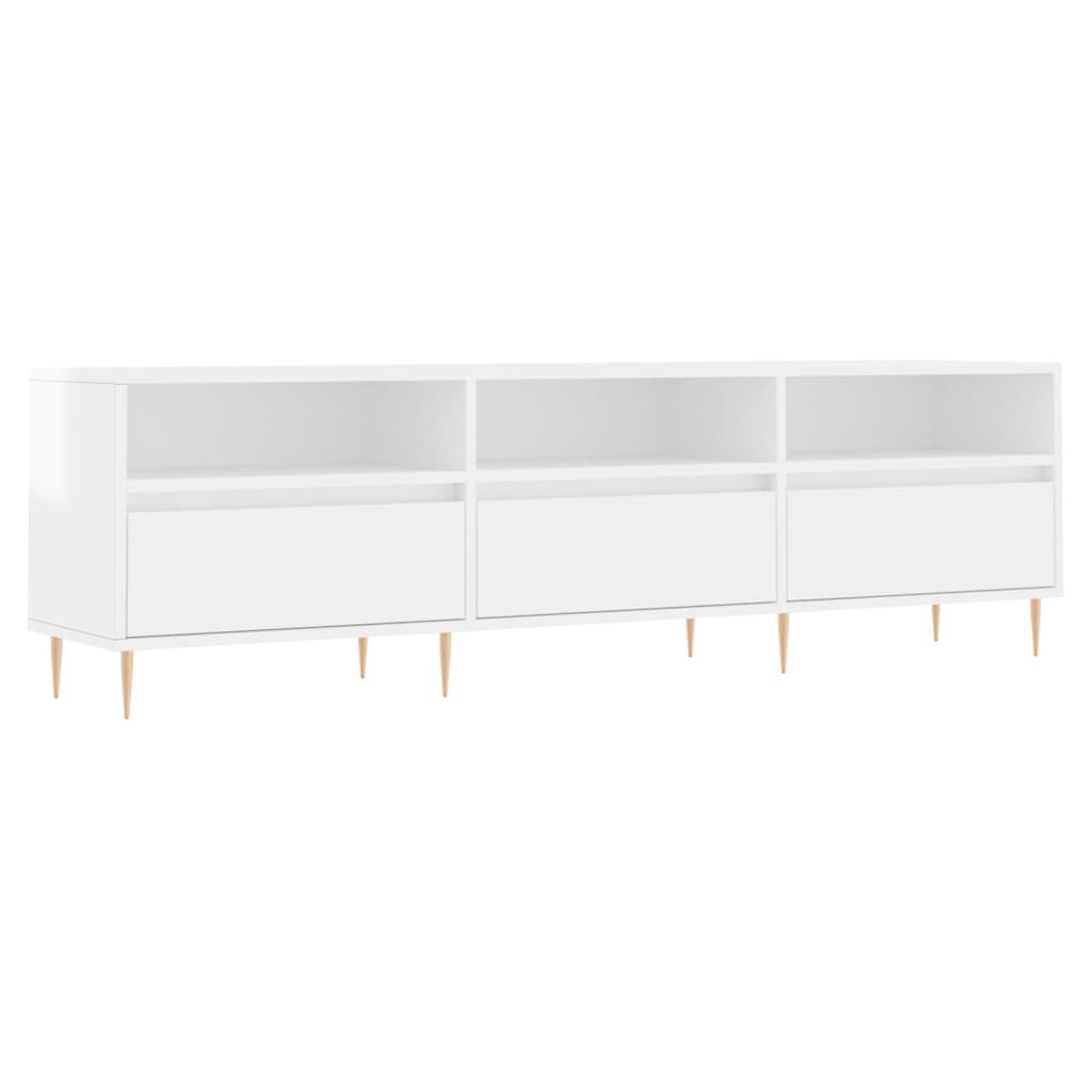 vidaXL Έπιπλο Τηλεόρασης Γυαλ. Λευκό 150x30x44,5 εκ Επεξεργασμένο Ξύλο