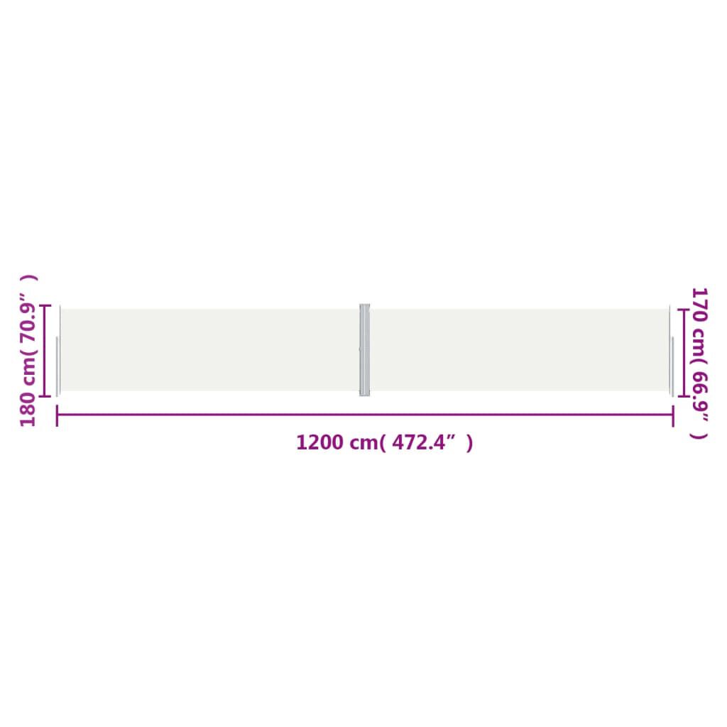 vidaXL Σκίαστρο Πλαϊνό Συρόμενο Κρεμ 180 x 1200 εκ.