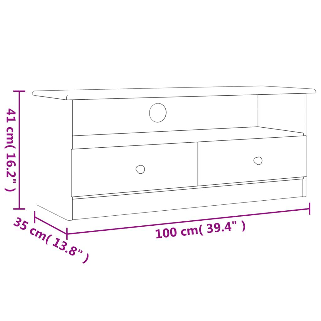 vidaXL Έπιπλο Τηλεόρασης Συρτάρια ALTA 100x35x41εκ. Μασίφ Ξύλο Πεύκου