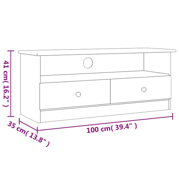 vidaXL Έπιπλο Τηλεόρασης Συρτάρια ALTA 100x35x41εκ. Μασίφ Ξύλο Πεύκου