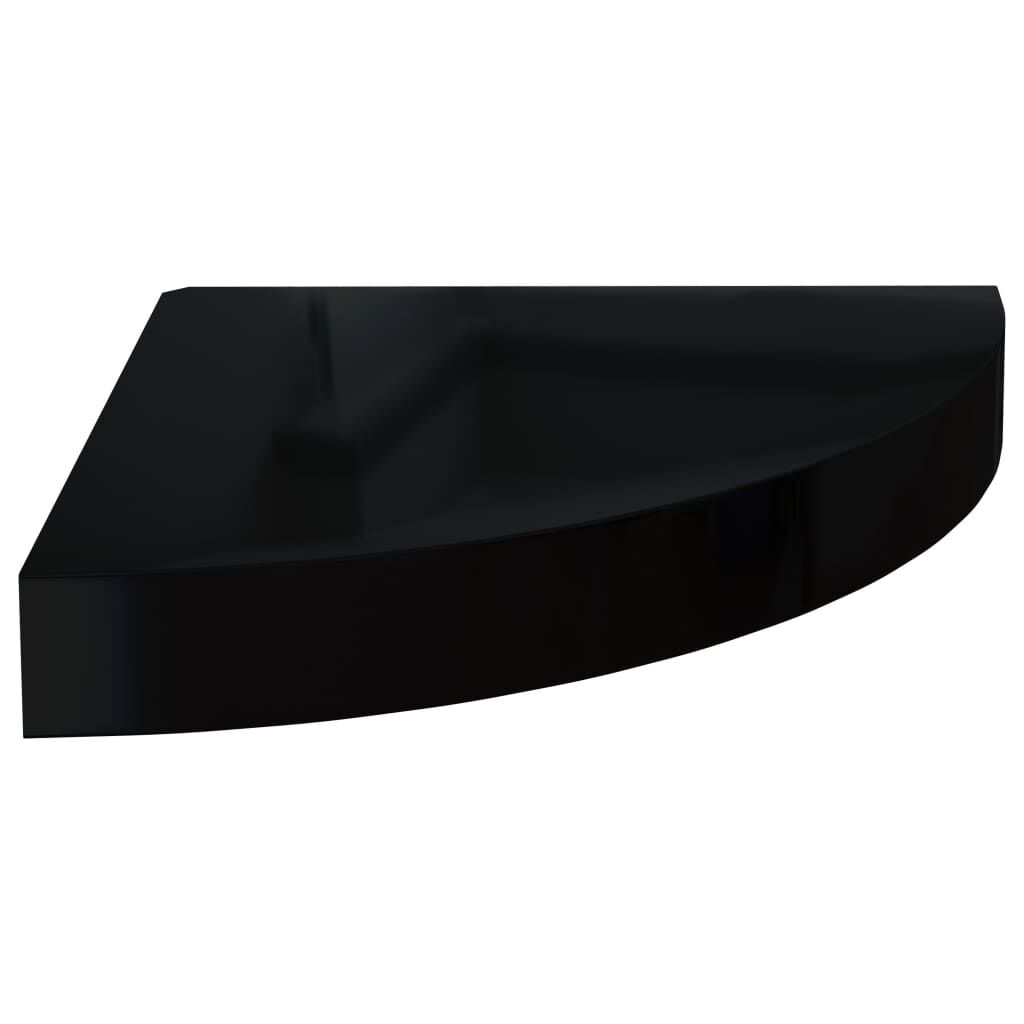 vidaXL Ράφι Τοίχου Γωνιακό Γυαλιστερό Μαύρο 25 x 25 x 3,8 εκ. από MDF