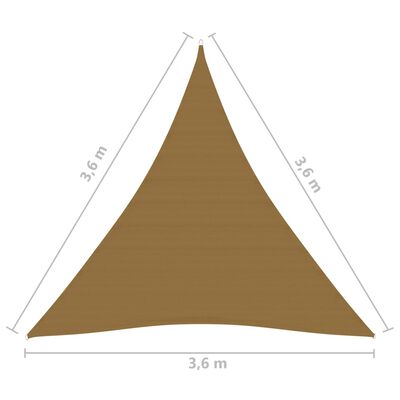 vidaXL Πανί Σκίασης Taupe 3,6 x 3,6 x 3,6 μ. από HDPE 160 γρ./μ²