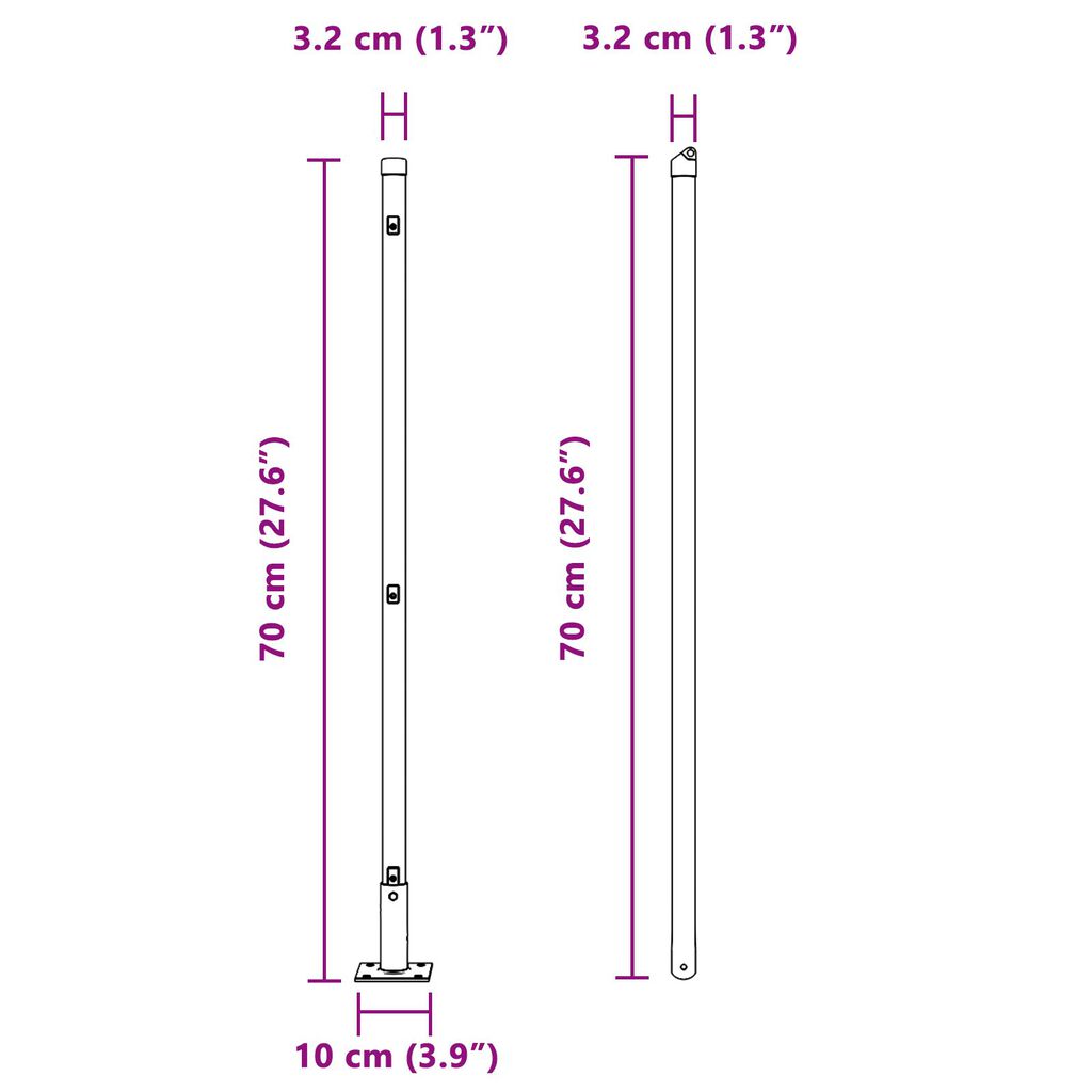 vidaXL Δοκάρια Φράχτη Σετ 52 Γκρι Σκυρόδεμα 3.2 x 3.2 x 70 εκ