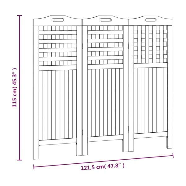 vidaXL Διαχωριστικό Χώρου με 3 Πάνελ 121,5x2x115εκ. Μασίφ Ξύλο Ακακίας