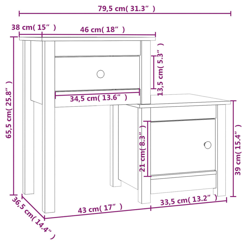 vidaXL Κομοδίνο Γκρι 79 x 38 x 65,5 εκ. από Μασίφ Ξύλο Πεύκου