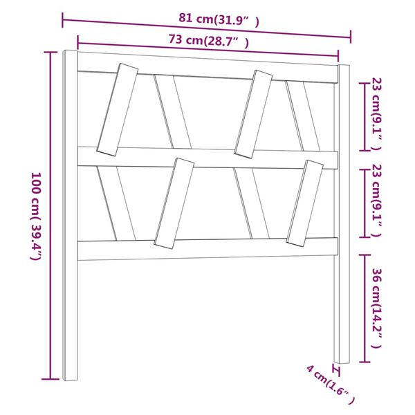 vidaXL Κεφαλάρι Κρεβατιού Μελί 81 x 4 x 100 εκ. από Μασίφ Ξύλο Πεύκου