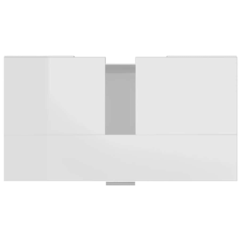 vidaXL Ντουλάπι Νιπτήρα Γυαλιστερό Λευκό 60x32x53,5 εκ. Επεξ. Ξύλο