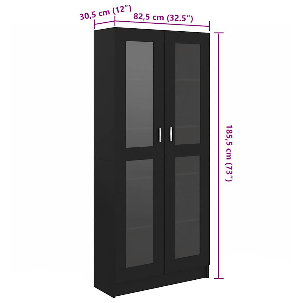vidaXL Βιτρίνα Μαύρη 82,5 x 30,5 x 185,5 εκ. Επεξ. Ξύλο
