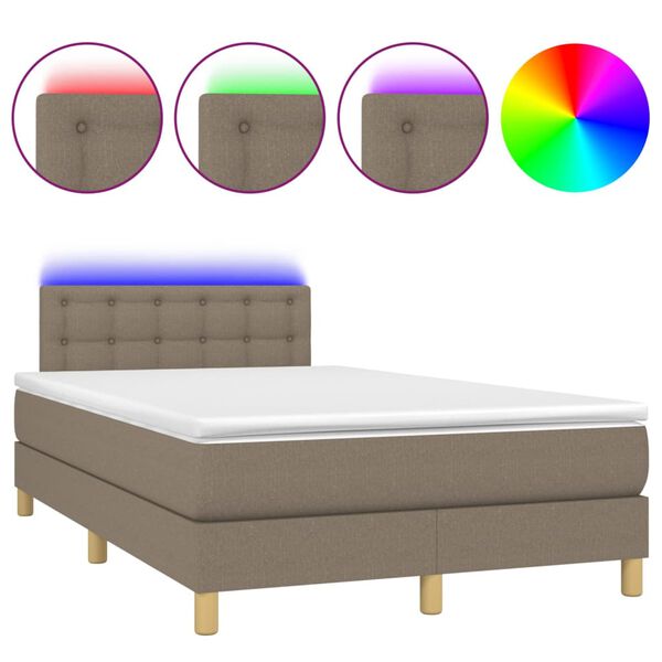 vidaXL &Kappa;&rho;&epsilon;&beta;ά&tau;&iota; Boxspring &mu;&epsilon; &Sigma;&tau;&rho;ώ&mu;&alpha; & LED Taupe 120x200 &epsilon;&kappa;. &Upsilon;&phi;&alpha;&sigma;&mu;ά&tau;&iota;&nu;&omicron;