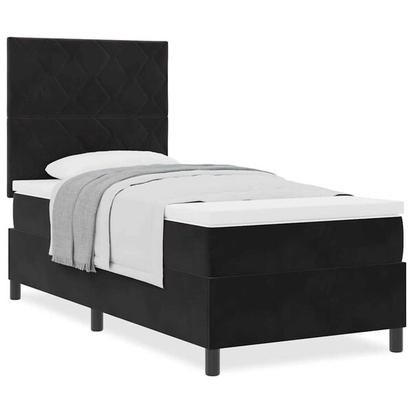 vidaXL Κρεβάτι με ελατήρια με στρώμα Μαύρο 100 x 200 cm Βελούδο