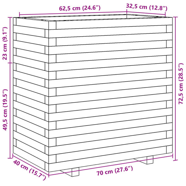 vidaXL Ζαρντινιέρα Κήπου 70x40x72,5 εκ. από Εμποτισμένο Ξύλο Πεύκου