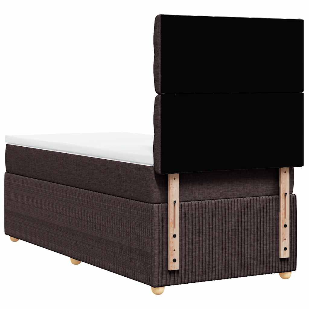 vidaXL Κρεβάτι Boxspring με Στρώμα Σκούρο Καφέ 80x200 εκ. Υφασμάτινο