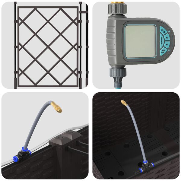 vidaXL Γλάστρες Κήπου 1 τεμ Καφασωτό Καφέ 80 x 40 x 142 cm Πλαστικό