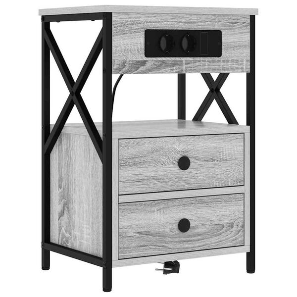 vidaXL Κομοδίνο 2 pcs Γκρι sonoma 40 x 31 x 60 εκ. Επεξεργασμένο ξύλο