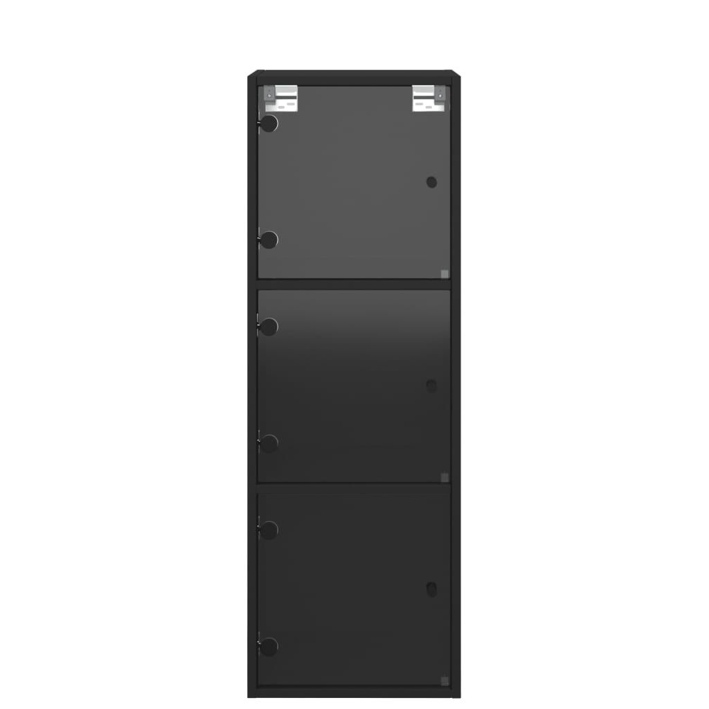 vidaXL Ντουλάπι Τοίχου Μαύρο 35x37x100 εκ. με Γυάλινες Πόρτες