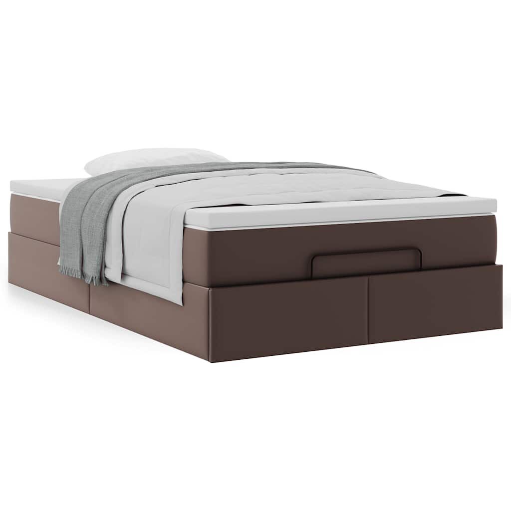 vidaXL Οθωμανικό κρεβάτι με στρώμα καφέ 120x200cm Faux Leather