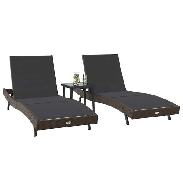 vidaXL Ήλιος Λάουτζερ 3 pcs Καφέ 40 x 40 x 40.5 εκ συνθετικό ρατάν