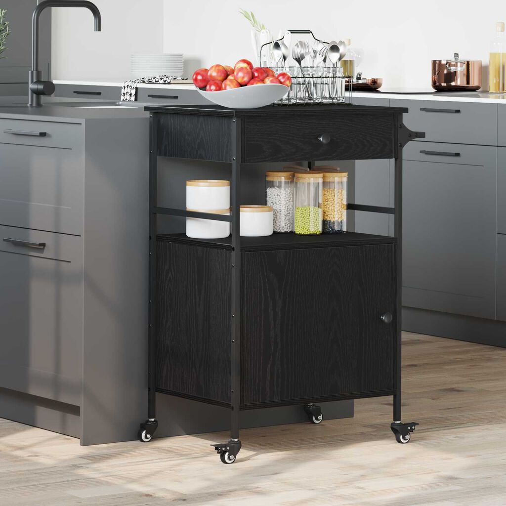 vidaXL Καλάθι Κουζίνας Μαύρης Δρυός 56x43x89.5 εκ. Κατασκευασμένο Ξύλο
