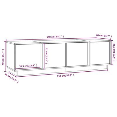 vidaXL Έπιπλο Τηλεόρασης Καφέ Μελί 140x40x40 εκ. από Μασίφ Ξύλο Πεύκου