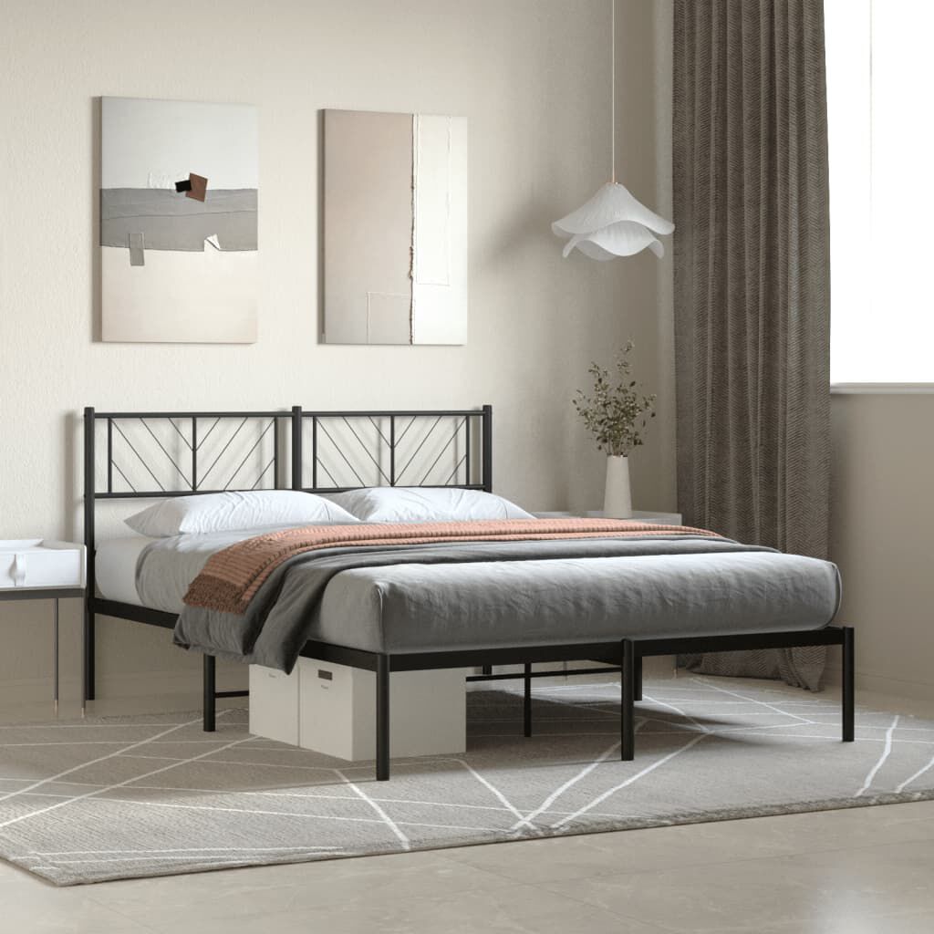 vidaXL Πλαίσιο Κρεβατιού με Κεφαλάρι Μαύρο 120 x 200 εκ. Μεταλλικό