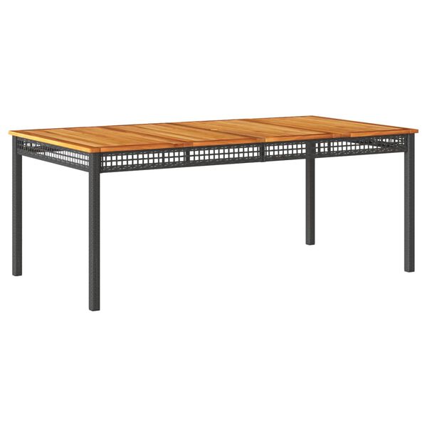 vidaXL Τραπέζι Κήπου Μαύρο 180x90x75 εκ. Συνθετικό Ρατάν/Ξύλο Ακακίας