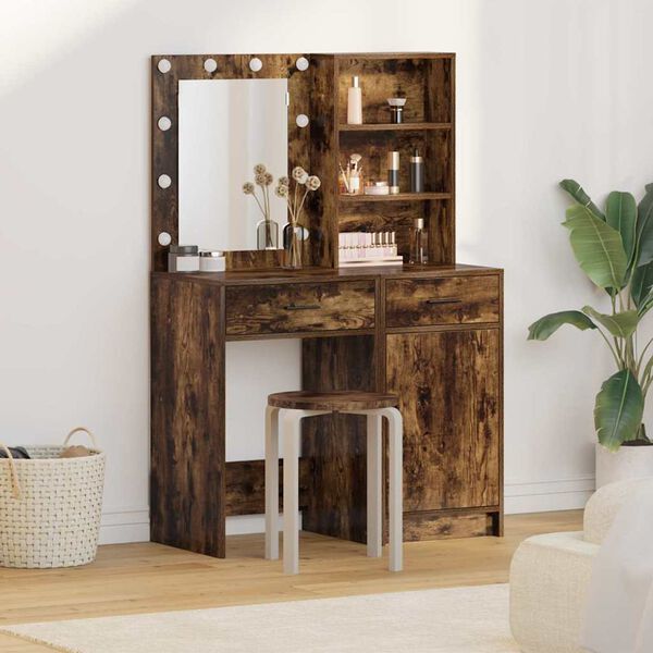 vidaXL Σετ Τραπεζιού Μακιγιάζ 2 pcs Καπνιστό Δρύς 50 x 41 x 135 εκ