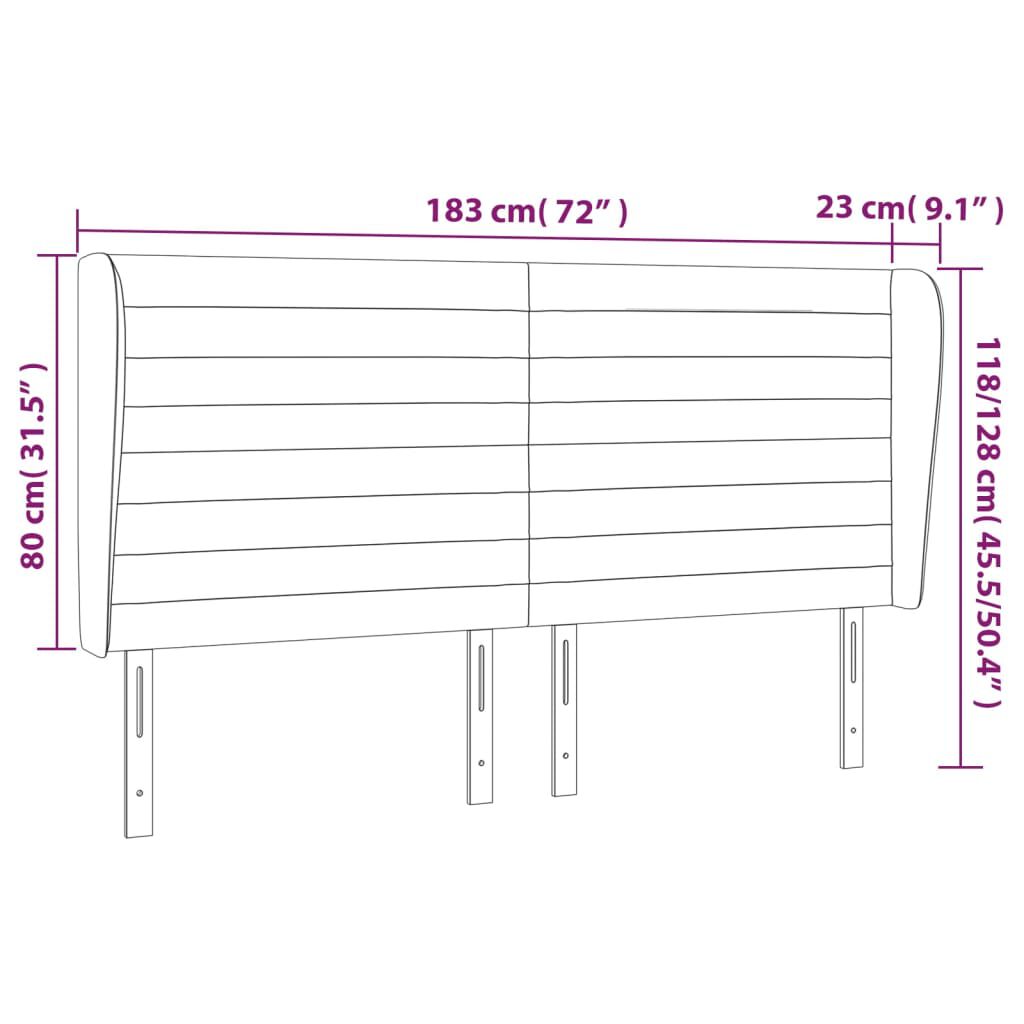 vidaXL Κεφαλάρι με Πτερύγια Σκούρο Γκρι 183x23x118/128 εκ. Βελούδινο