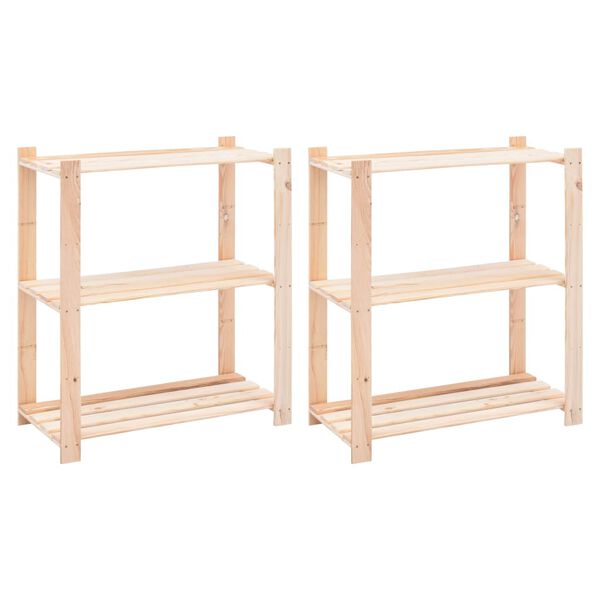 vidaXL Ραφιέρες 3 Επιπέδων 2 τεμ 150 κ. 80x38x90 εκ. Μασίφ Ξύλο Πεύκου
